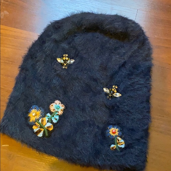 Anthropologie Accessories - Fuzzy Embellished Hat Anthropologie Accessories - Fuzzy Embellished Hat